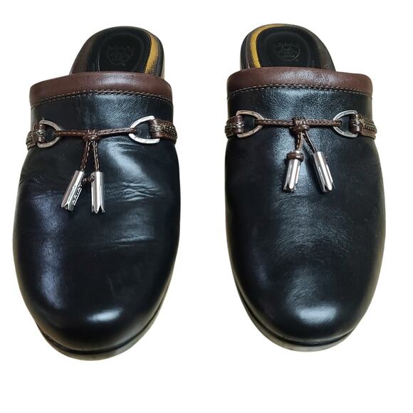 Ariat Black Brown Leather Clogs Mules Shoes Western Equestrian Horse Style 9 B - Picture 2 of 6
